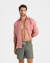 Recycled Polyester And Linen Blend Swim Shorts |