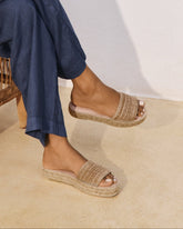 Raffia Stripes Double Sole Slides |