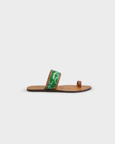 Cotton Bandana & Leather Toe Ring Sandals |