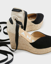 Espadrillas con Zeppa e Scollo a Cuore in Pelle Scamosciata |