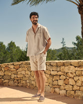 Washed Linen Havana Camp-Collar Shirt |