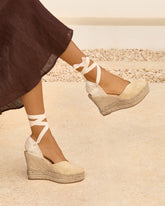 Suede Heart-Shaped Wedge Espadrilles |