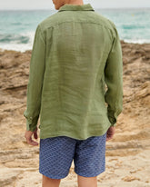Camicia Nassau Con Scollo A Polo in Lino Tinto Capo |