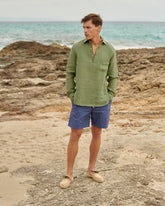 Camicia Nassau Con Scollo A Polo in Lino Tinto Capo |