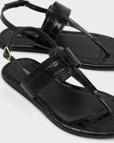 Anne Croco Embossed Leather Thong Leather Sandals |