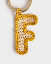 Natural Raffia Letter F Charm Keyring |