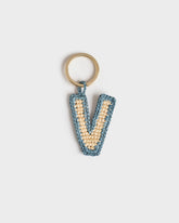 Natural Raffia Letter V Charm Keyring |