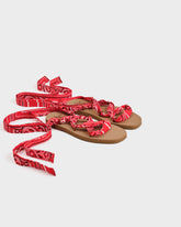Eva And Cotton Bandana Tie-Up Sandals |