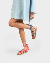Eva And Cotton Bandana Tie-Up Sandals |