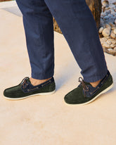 Swan Suede & Denim Boat Shoes |