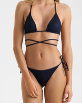 Wet Front Tie Triangle Bikini |
