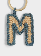 Natural Raffia Letter M Charm Keyring |