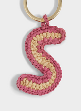 Natural Raffia Letter S Charm Keyring |