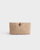Pochette Kaia in Raffia Naturale e Pelle Tan |
