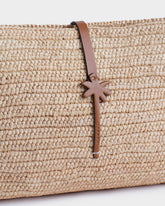 Pochette Kaia in Raffia Naturale e Pelle Tan |