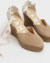 Suede Heart-Shaped Wedge Espadrilles |