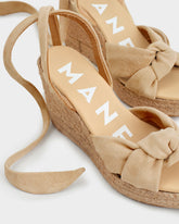 Soft Suede Wedge Espadrilles With Knot |