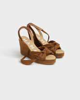 Espadrillas con Zeppa in Suede Morbido con Nodo |