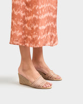 Leather Multi Bands Mule Wedge Espadrilles |