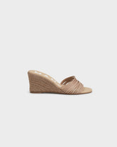 Leather Multi Bands Mule Wedge Espadrilles |