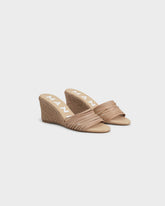 Leather Multi Bands Mule Wedge Espadrilles |