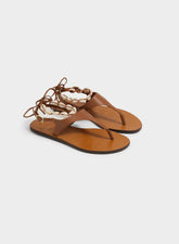Leather Thongs Sandals With Shell Anklet |