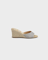 Espadrillas Mule con Zeppa in Intreccio Metallizzato |