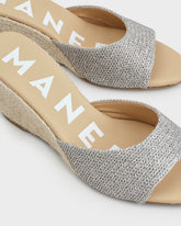 Espadrillas Mule con Zeppa in Intreccio Metallizzato |