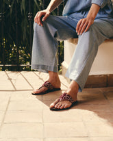Cotton Bandana & Leather Thongs Sandals - Leather Sandals | 