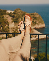 Leather & Raffia Thongs Sandals | 