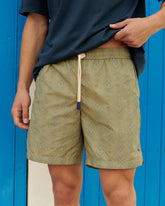 Printed Ikat With Palm Swim Shorts - Men's Summer Sale|Swimwear | 