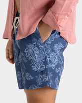Stone Washed Printed Nylon Swim Shorts - Printed Swimshorts | 