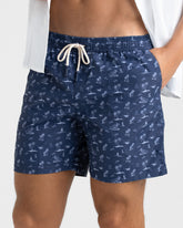 Stone Washed Printed Nylon Swim Shorts - Printed Swimshorts | 