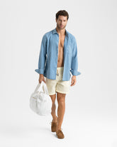 Recycled Polyester And Linen Blend Swim Shorts | 