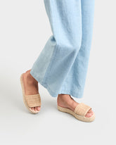 Raffia Stripes Double Sole Slides - Women’s Sandals | 