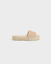 Raffia Stripes Double Sole Slides - Women’s Sandals | 