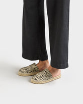 Raffia Zebra Chunky Mules - Women’s Mules | 
