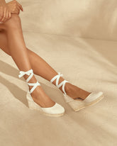 Satin Low Wedge Espadrilles - Love Bridal Collection | 