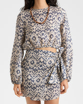 Printed Linen Azul Skirt - Women's Clothing Collection | 
