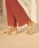 Espadrillas con Zeppa in Camoscio con Dettaglio Nodo  | 