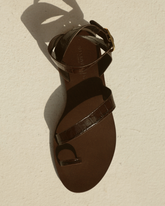 Chloe Croco Leather<br />Chunky Gladiator Sandals - Leather Sandals | 