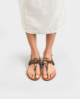Anne Calf Hair Thong Leather Sandals - Leather Sandals | 
