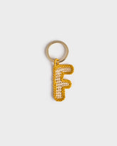 Natural Raffia Letter F Charm Keyring - Keychains & Charms | 