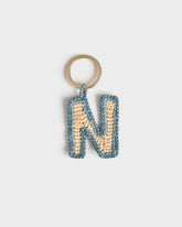 Natural Raffia Letter N Charm Keyring - Keychains & Charms | 