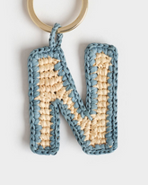 Natural Raffia Letter N Charm Keyring - Keychains & Charms | 