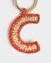 Natural Raffia Letter C Charm Keyring - Keychains & Charms | 