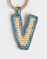 Natural Raffia Letter V Charm Keyring - Keychains & Charms | 