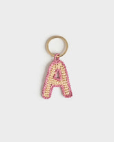 Natural Raffia Letter A Charm Keyring - Keychains & Charms | 