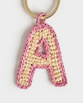Natural Raffia Letter A Charm Keyring - Keychains & Charms | 