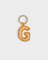 Natural Raffia Letter G Charm Keyring - Keychains & Charms | 